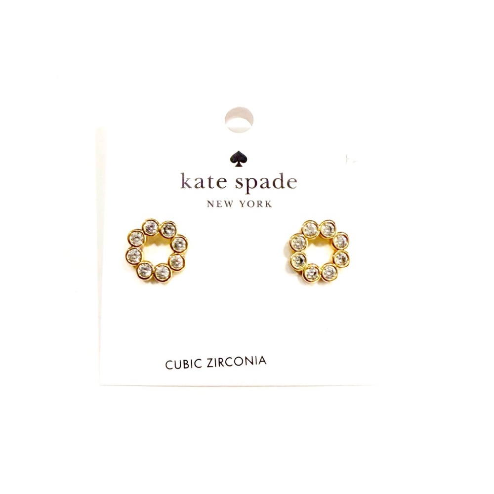 Kate Spade Full Circle Clear Gold Studs NWT